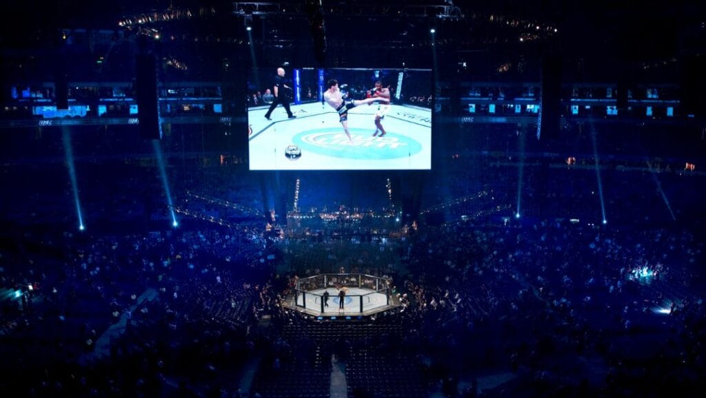 A general view of the auditorium at the Rogers Centre as the crowds arrive for UFC 129 mixed martial arts match in Toronto on Saturday 30, 2011.