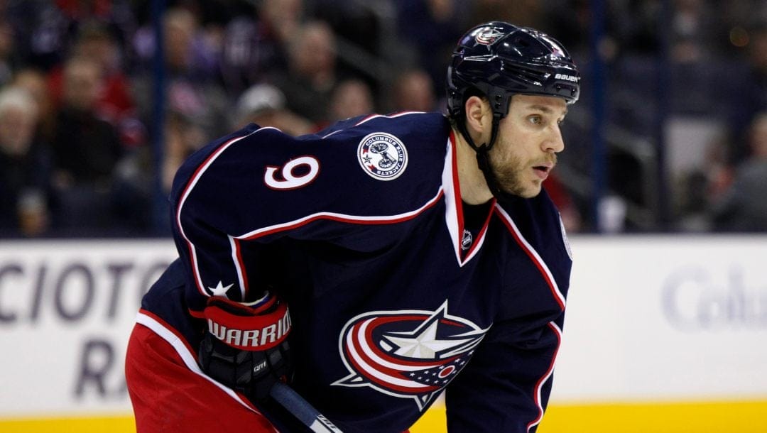 Columbus Blue Jackets' Gregory Campbell is seen against the Montreal Canadiens during an NHL hockey game in Columbus, Ohio, Monday, Jan. 25, 2016. The Blue Jackets won 5-2.