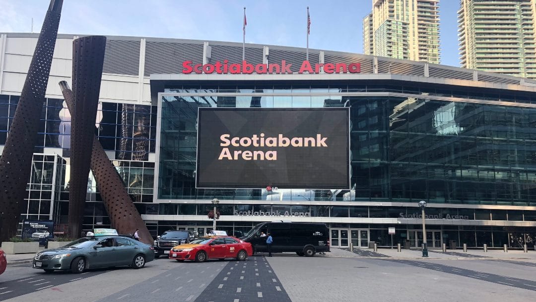 A photo of Scotiabank Arena in Toronto, Ontario, Canada.