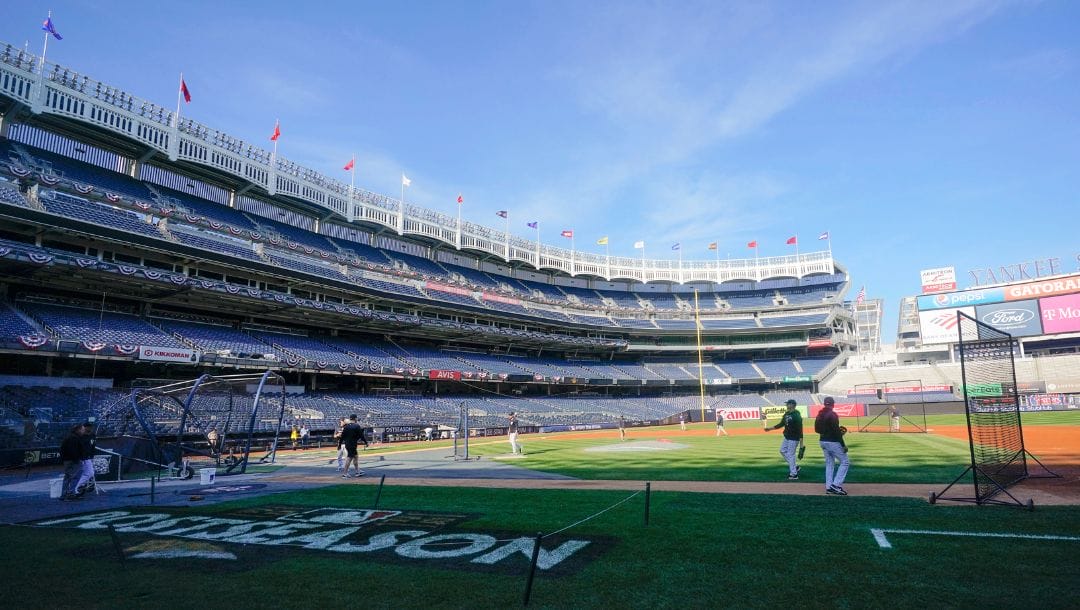 The New York Yankees workout ahead of Game 2 of an American League Division series baseball game against the Cleveland Guardians.