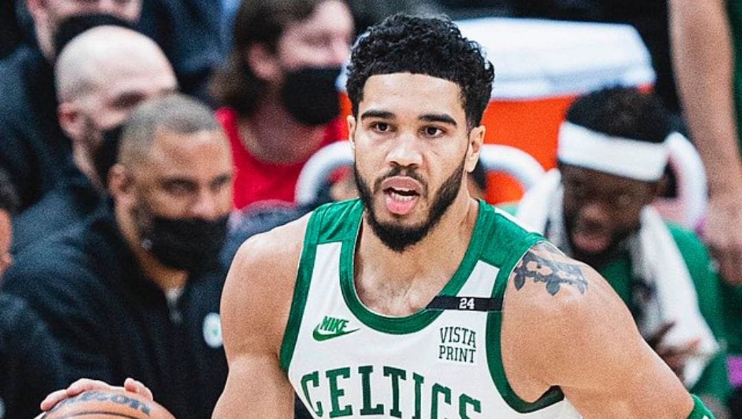 Jayson Tatum of the Boston Celtics playing against the Washington Wizards in January 23, 2022.