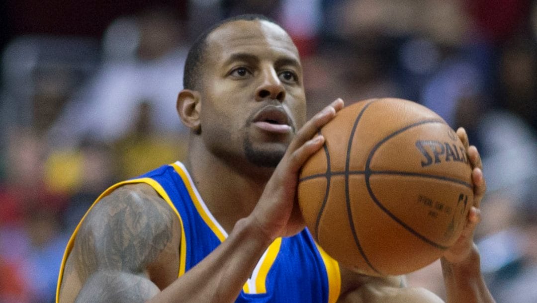 Andre Iguodala of Golden State Warriors takes a free throw.