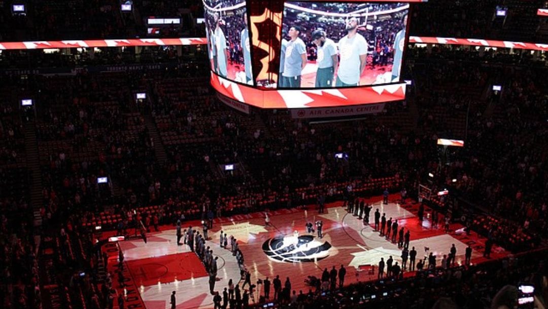 Pre-game ceremonies inside the Scotiabank Arena in Toronto in November 2016.