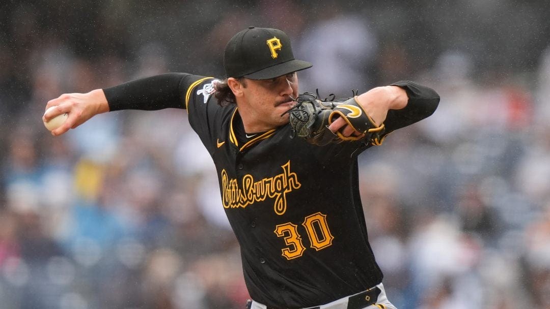 Pittsburgh Pirates pitcher Paul Skenes (30) pitches during the second inning of a baseball game against the New York Yankees, Saturday, Sept. 28, 2024, in New York.