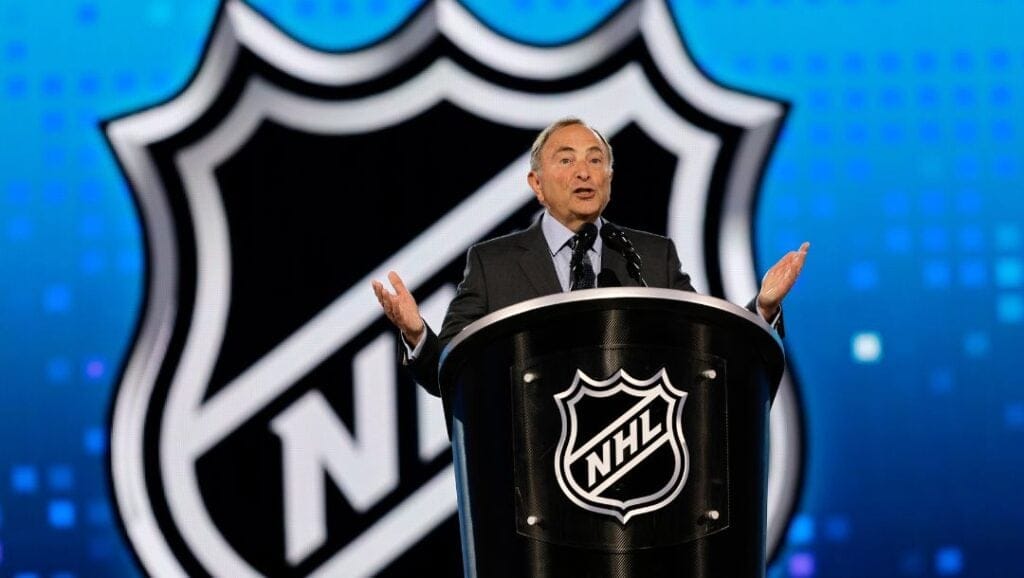 NHL Commissioner Gary Bettman speaks during the first round of the NHL hockey draft Friday, June 28, 2024, in Las Vegas.