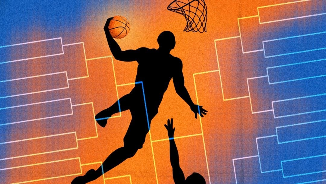 A photo of an empty March Madness bracket.