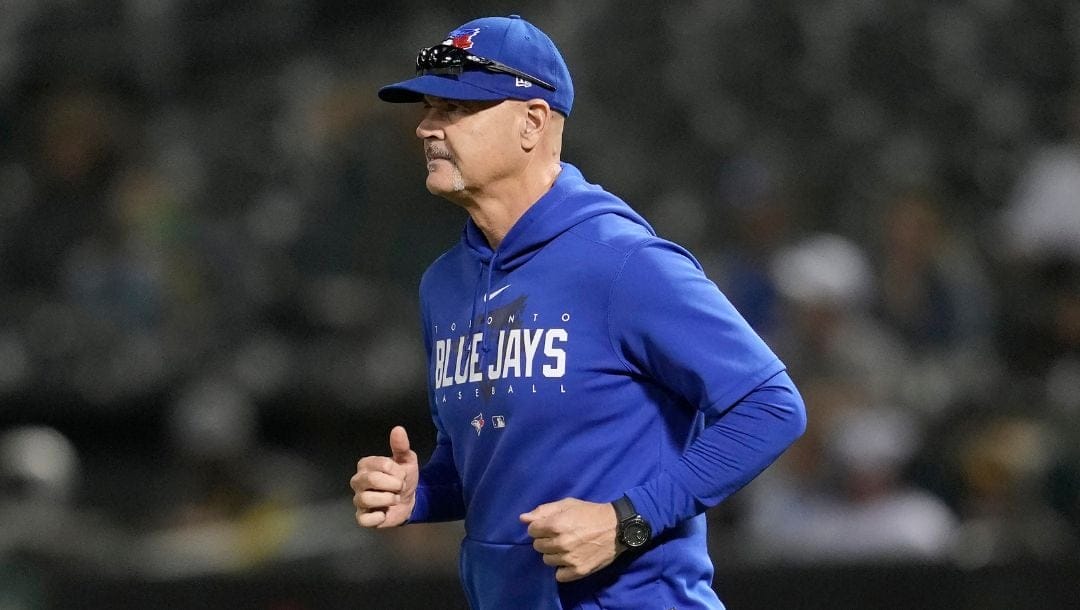 Toronto Blue Jays pitching coach Pete Walker during a baseball game against the Oakland Athletics in Oakland, Calif., Tuesday.