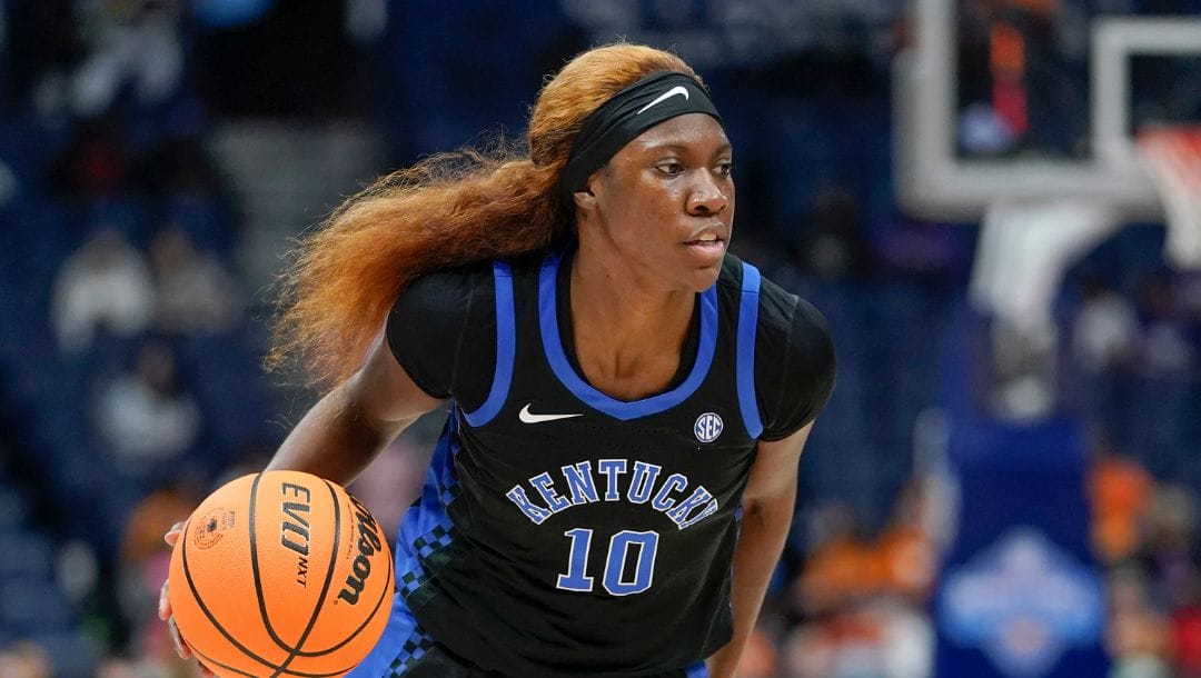 Kentucky's Rhyne Howard plays against LSU in an NCAA college basketball game at the women's Southeastern Conference tournament.