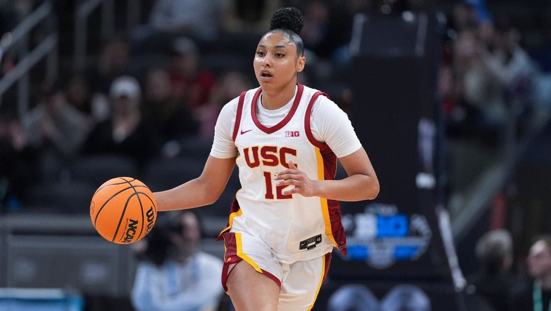 Southern California guard JuJu Watkins (12) plays against UCLA during the first half of an NCAA college basketball game.