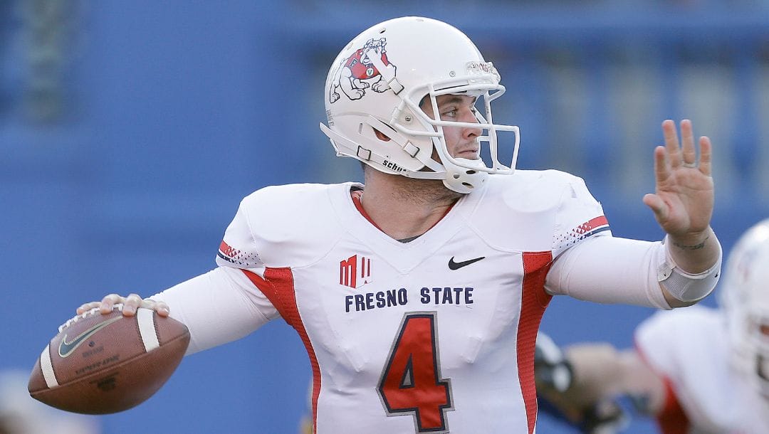 Fresno State quarterback Derek Carr (4) in action against San Jose State during the second half of an NCAA college football game.