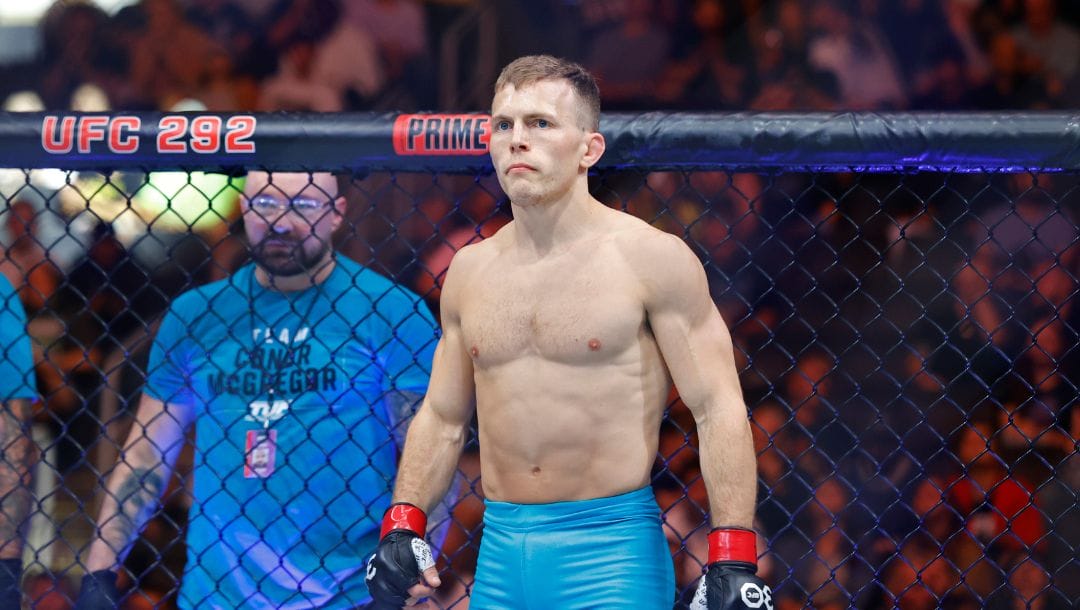 Brad Katona is introduced before his UFC 292 mixed martial arts fight, Saturday, August 19, 2023, in Boston.